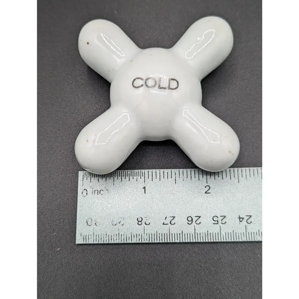 Vintage Porcelain Cold Water Faucet Tap Knob 2” sides 3